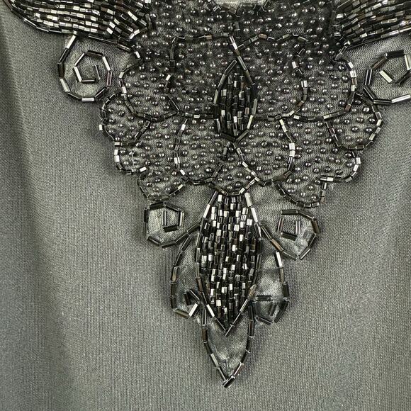 Alex Evenings Vintage Black Beaded Scoop Neck Maxi Slip Dress Size 18W 90s Retro - Picture 6 of 12